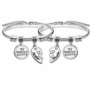 Juego de 2 pulseras para madre e hija con corazón dividido doble para familia, mujeres y niñas