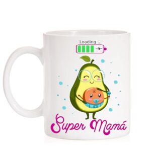 Taza Cerámica Futura mamá. Loading super mamá. Regalo Mamás