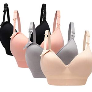 Oliked, Sujetador Maternidad sin Costuras, 4 Paquete (Negro