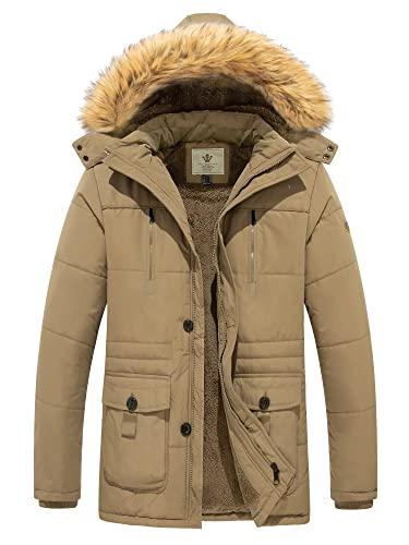 WenVen Cálido Invierno Chaquetas Algodón Parka Viento Hombre