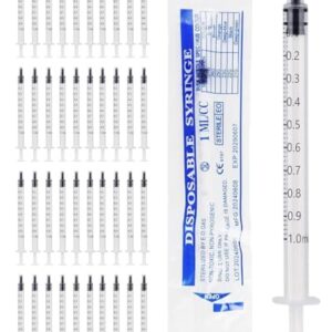 DAFNE 50 jeringas 1 ml, calostro tapas, jeringas plástico, 1