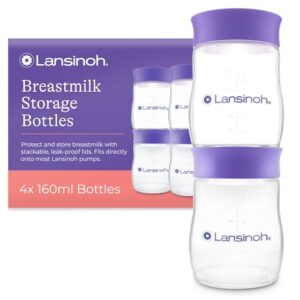 Lansinoh Botellas almacenamiento leche materna, 4 160 ml,