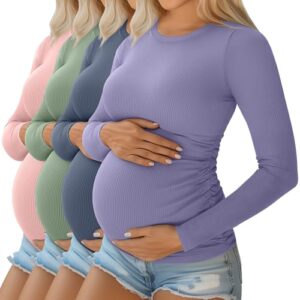 Ficerd Pack 4 Camisetas Maternidad Algodón Manga Larga Verde