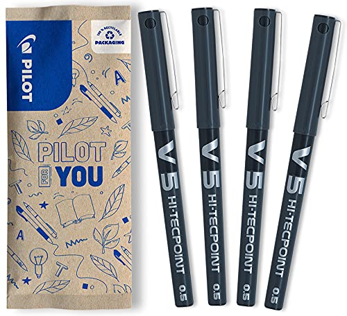 PILOT 4 Hi-Tecpoint Roller Tinta Líquida Negro Punta Fina