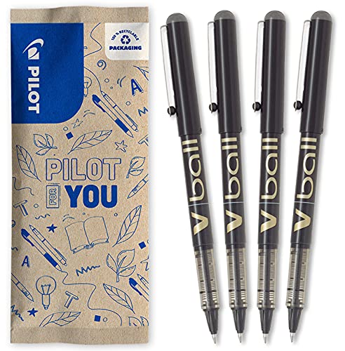 PILOT Caja 4 VBall 07 Bolígrafos Roller Tinta Líquida Punta