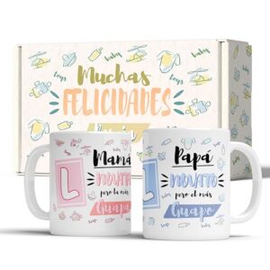 LINFORMAL Pack 2 Tazas Mamá Papá Novat@s Regalo Embarazo Día