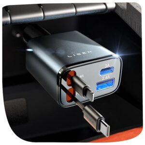 LISEN Cargador Coche Carga Rápida Retráctil 84W Accesorios